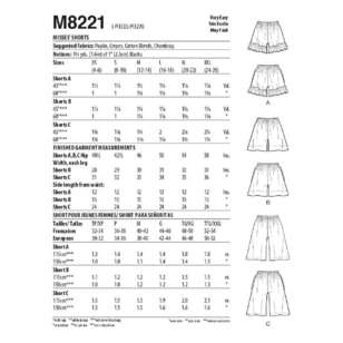 McCall's M8221 Misses' Shorts Large - XX Large