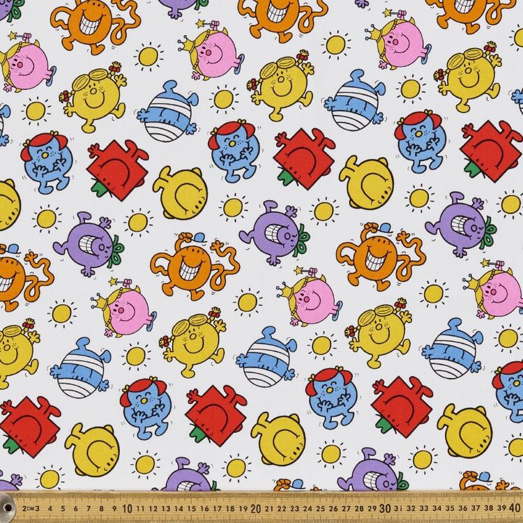 Mr. Men & Little Miss Mr. Men Tossed Characters Printed 112 cm Cotton Fabric