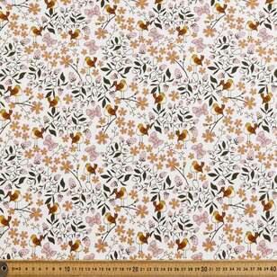 Country Vines Printed 148 cm Organic Cotton Elastane Jersey Fabric White 148 cm