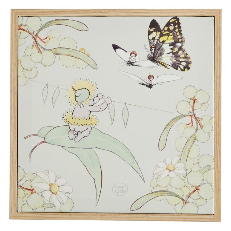 May Gibbs Baby & Butterfly Framed Canvas