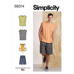 Simplicity Sewing Pattern S9314 Men's Knit Top & Shorts X Small - X Large