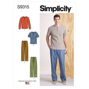 Simplicity Sewing Pattern S9315 Men's Knit Tops and Pants X Small - XX Large