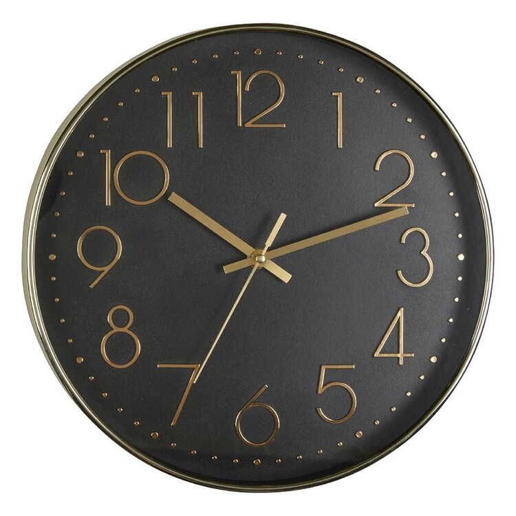 Living Space Metallic Clock Black 30.5 cm