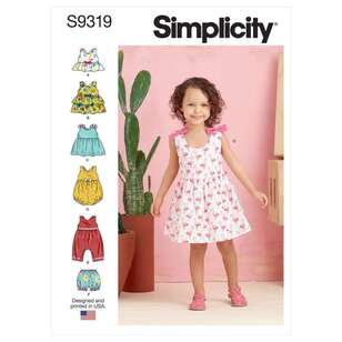 Simplicity Sewing Pattern S9319 Toddlers' Criss-Cross Top, Dresses, Rompers and Panties 1/2 - 4