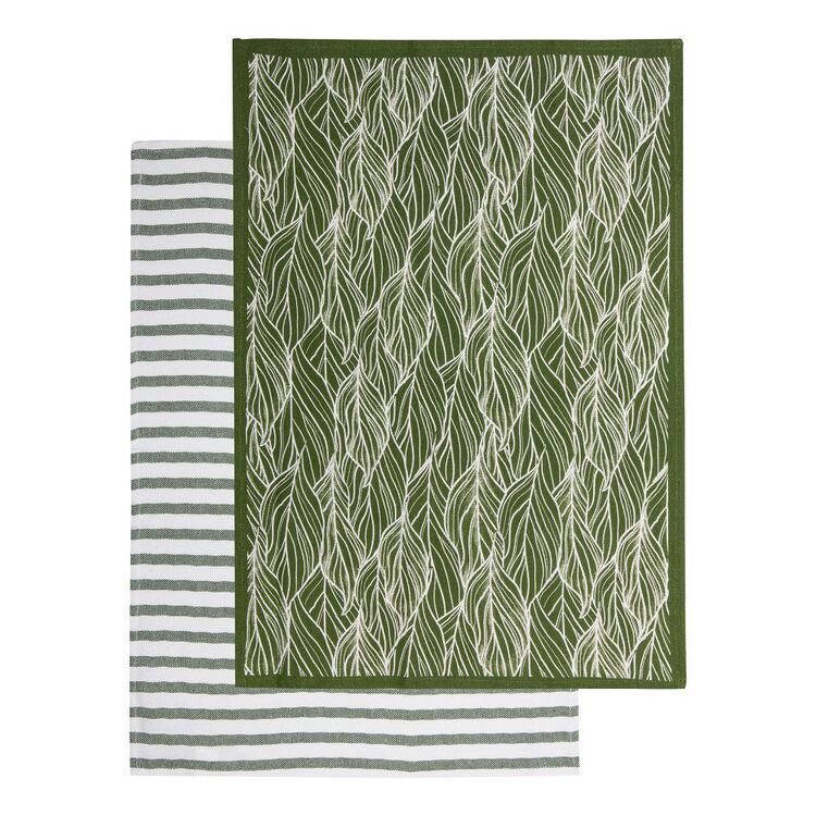 Kitchen By Ladelle Aster Tea Towel 2 Pack Green 50 x 70 cm