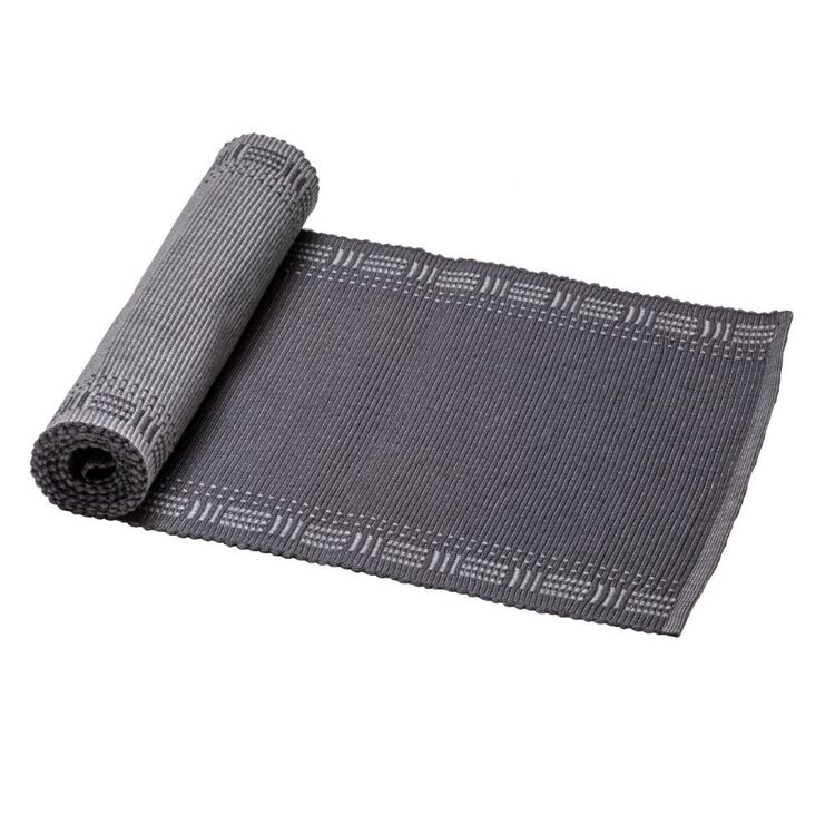 Dine By Ladelle Totem Ribbed Table Runner Charcoal
