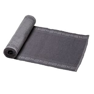 Dine By Ladelle Totem Ribbed Table Runner Charcoal 33 x 180 cm