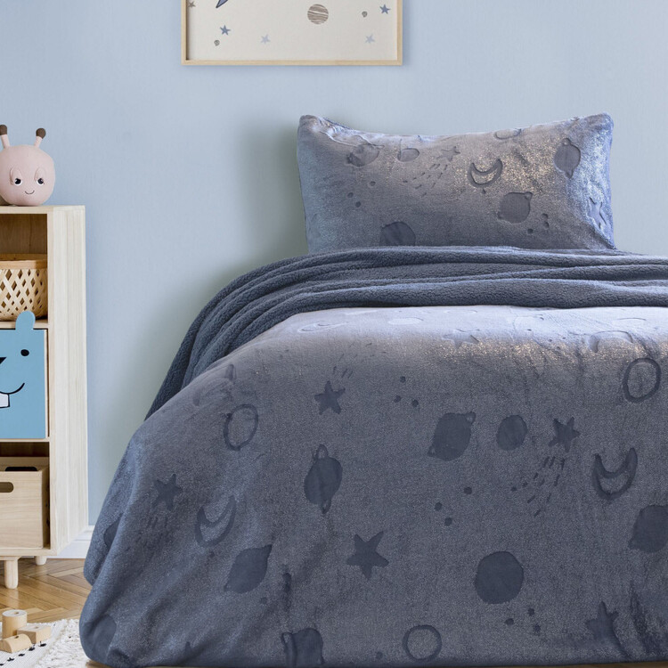 Kids House Galaxy Foil Teddy Quilt Cover Set