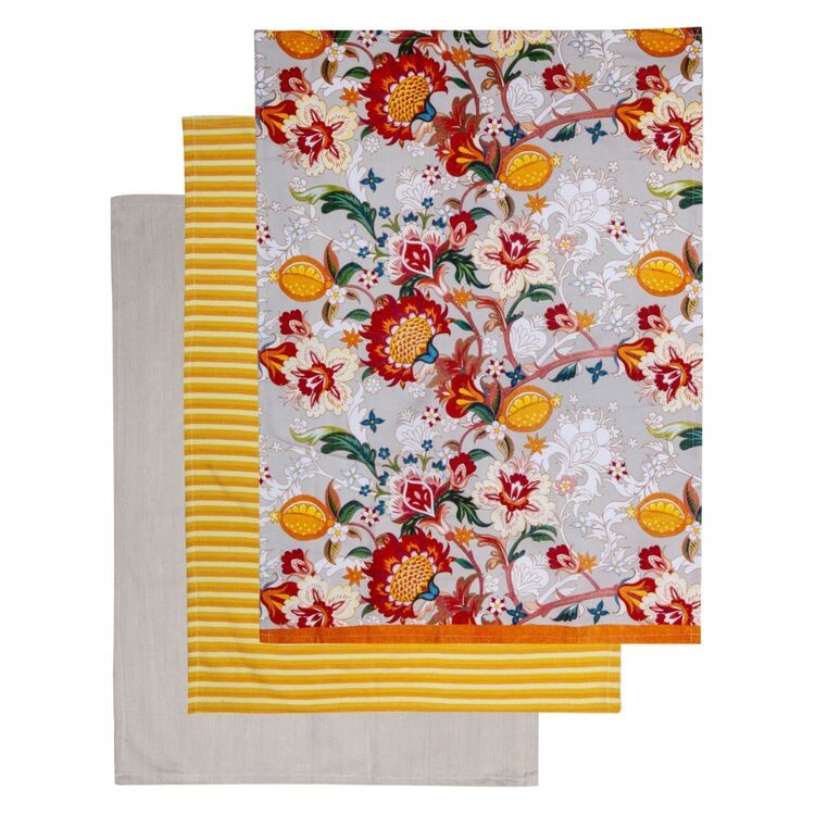 Kitchen By Ladelle Batik Floral Tea Towels 3 Pack