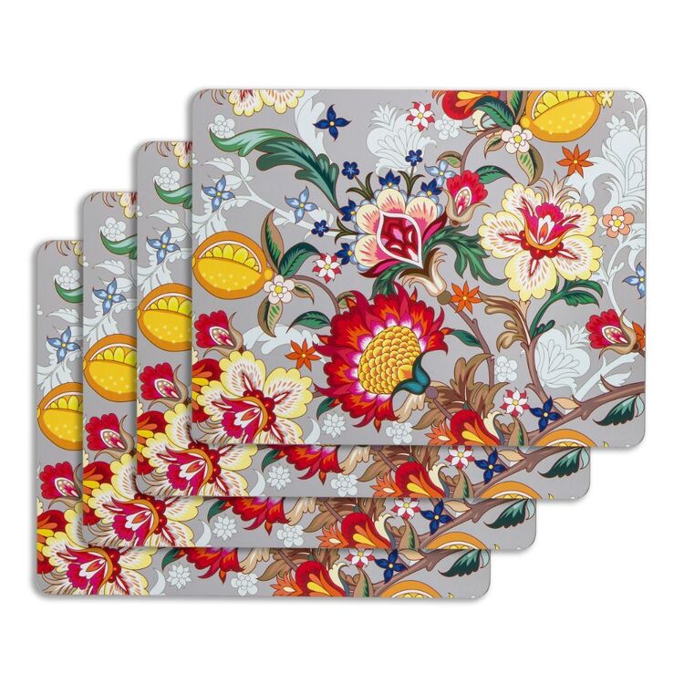 Dine By Ladelle Batik Floral Placemats 4 Pack Multicoloured 26 x 33.5 x 0.5 cm