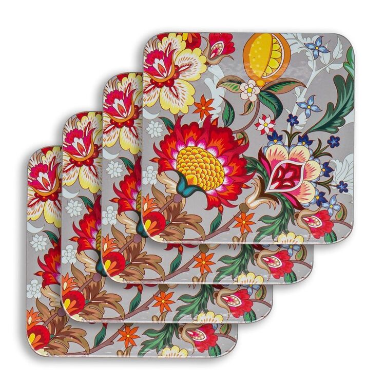 Dine By Ladelle Batik Floral Coasters 4 Pack