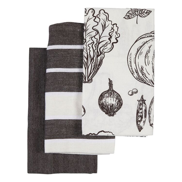 Kitchen By Ladelle Veggie Stack Tea Towels 3 Pack