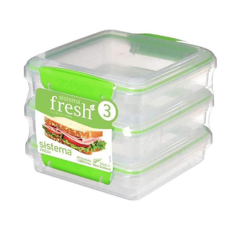 Sistema Fresh Green Sandwich Boxes 3 Pack