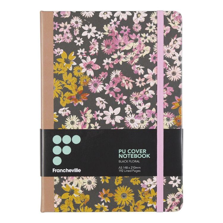 Francheville A5 Black Floral Notebook