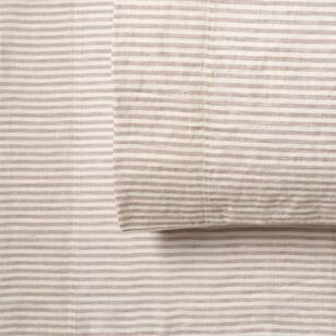 KOO Yarn Dyed Stripe French Linen Sheet Set Grey Stripe