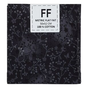 Flutter Printed Cotton Flat Fat Blender Fabric Black 50 x 52 cm