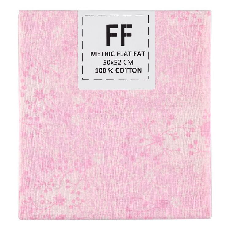 Flutter Printed Cotton Flat Fat Blender Fabric Pale Pink 50 x 52 cm