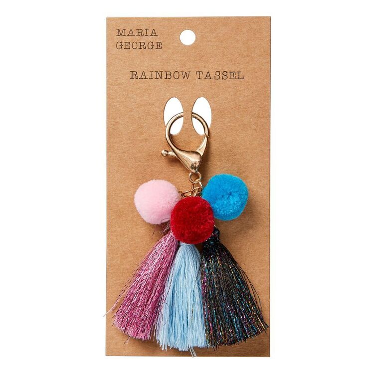 Maria George Rainbow Foil Tassel Keychain