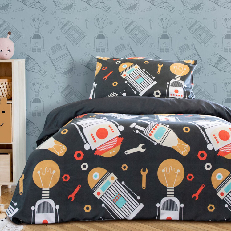 Kids House Robotic Glow In The Dark Quilt Cover Set