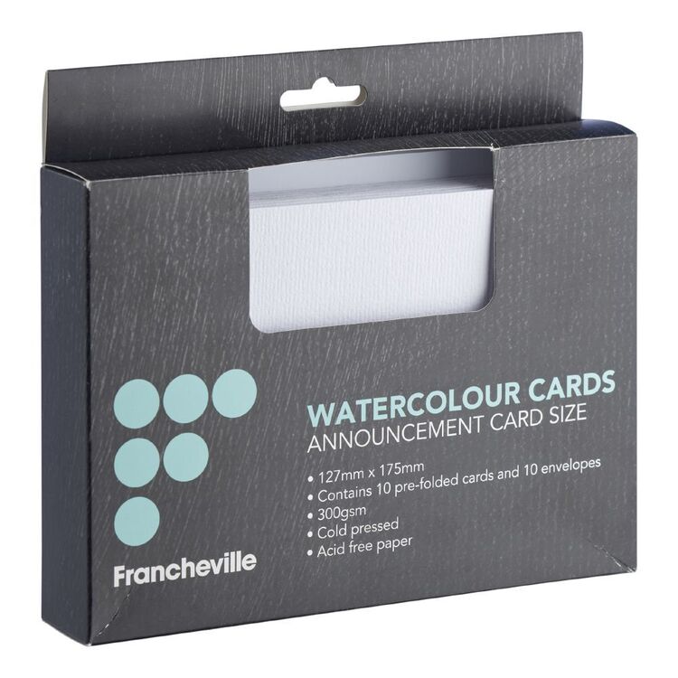Francheville 127 x 175 mm Watercolour Cards 10 Pack White