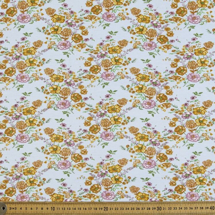 Floral Medallion Printed 148 cm Organic Cotton Elastane Jersey Fabric