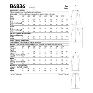 Butterick B6836 Women's Skirt & Belt