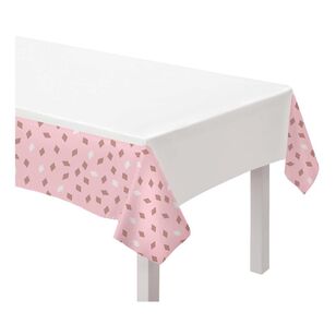 Amscan Blush Birthday Plastic Table Cover Rose Gold, Pink & White