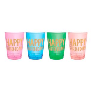 Amscan Happy Dots Hot-Stamped Plastic Tumblers 8 Pack Purple, Blue, Pink & Green 10 oz