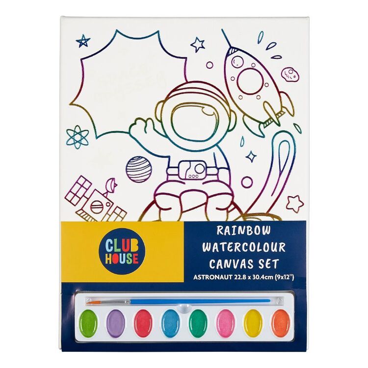 Club House Astronaut Rainbow Watercolour Canvas Set