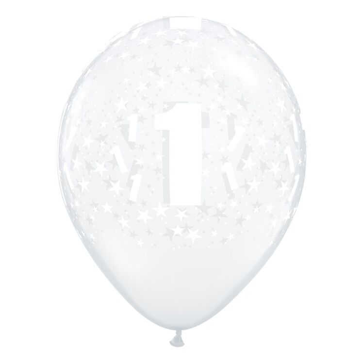 Qualatex Number 1 Diamond Clear Latex Balloon Diamond Clear 28 cm