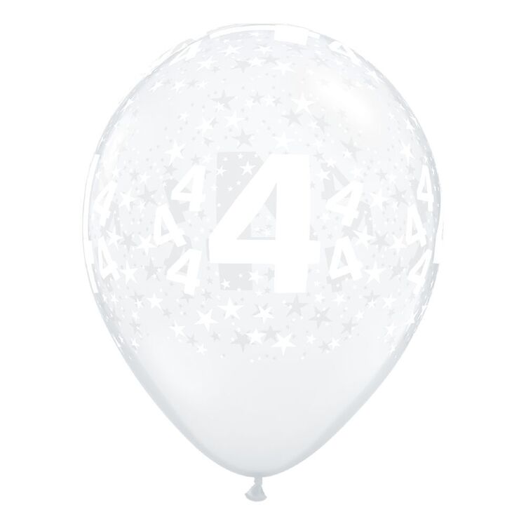 Qualatex Number 4 Diamond Clear Latex Balloon