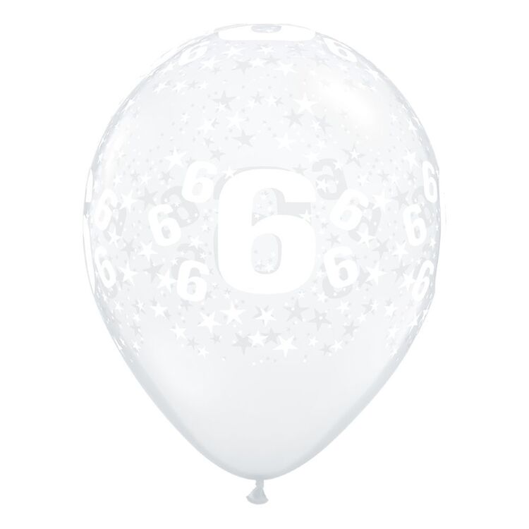 Qualatex Number 6 Diamond Clear Latex Balloon