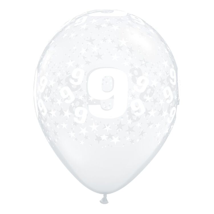 Qualatex Number 9 Diamond Clear Latex Balloon