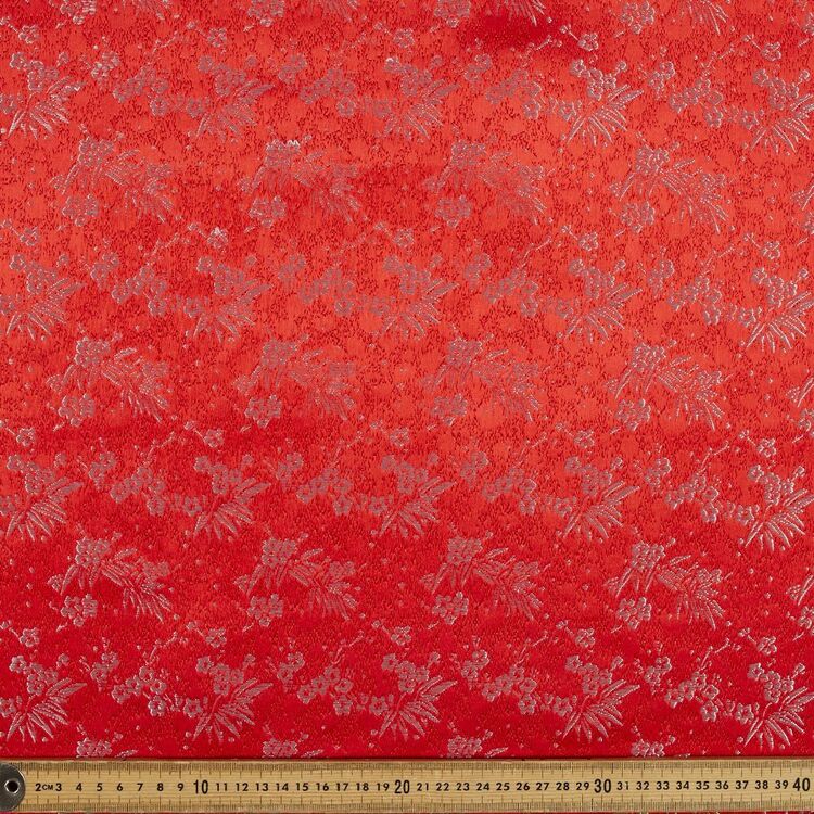 Ditsy Floral Patterned 90 cm Oriental Brocade Fabric Red 90 cm