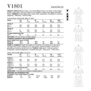 Vogue V1801 Misses' Dresses