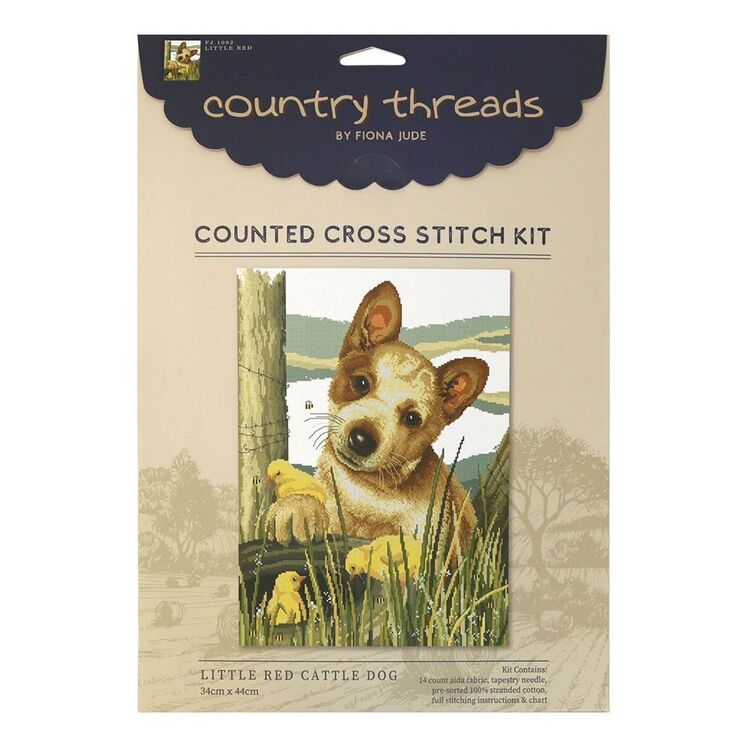Country Threads Red Cattle Dog Cross Stitch Kit