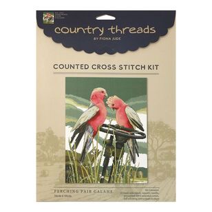 Country Threads Perching Pair Galahs Cross Stitch Kit Multicoloured