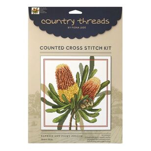 Country Threads Banksias & Pygmy Possum Cross Stitch Kit Multicoloured