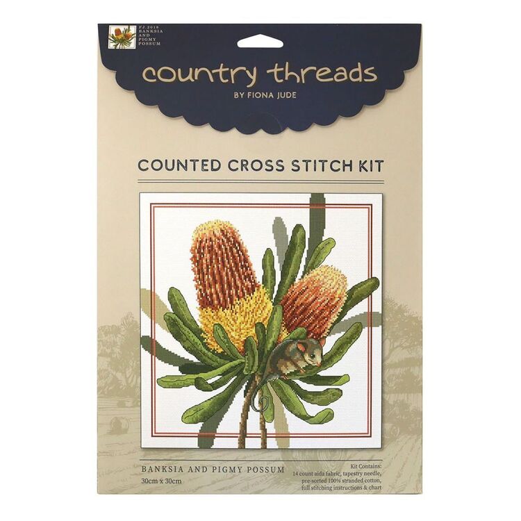 Country Threads Banksias & Pygmy Possum Cross Stitch Kit