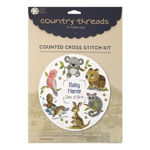 Country Threads Little Aussie Birth Sampler Cross Stitch Kit Multicoloured