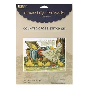 Country Threads Wash Tub Chicks Cross Stitch Kit Multicoloured