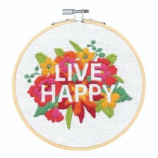 Dimensions Live Happy Embroidery Kit Multicoloured 15 cm