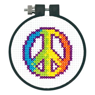 Dimensions Rainbow Peace Cross Stitch Kit Multicoloured 8 cm