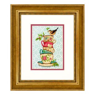 Dimensions Stacked Tea Cups Cross Stitch Kit Multicoloured 13 x 18 cm