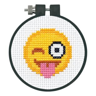 Dimensions Tongue Face Emoji Cross Stitch Kit Multicoloured 8 cm