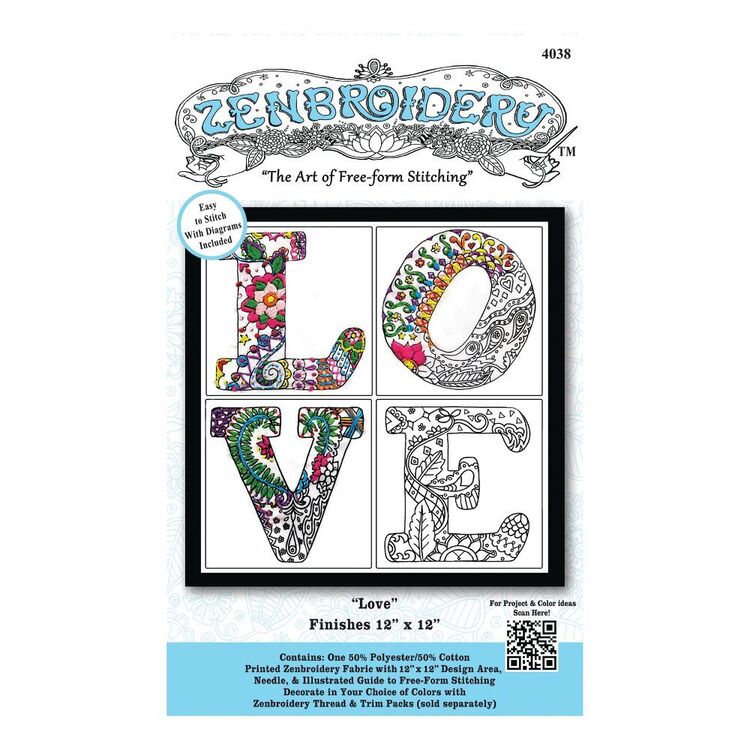 Dimensions Zenbroidery Love Kit Multicoloured 30 x 30 cm