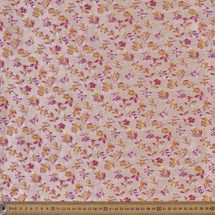 Floral Printed 145 cm Retreat Brocade Fabric Pink 145 cm