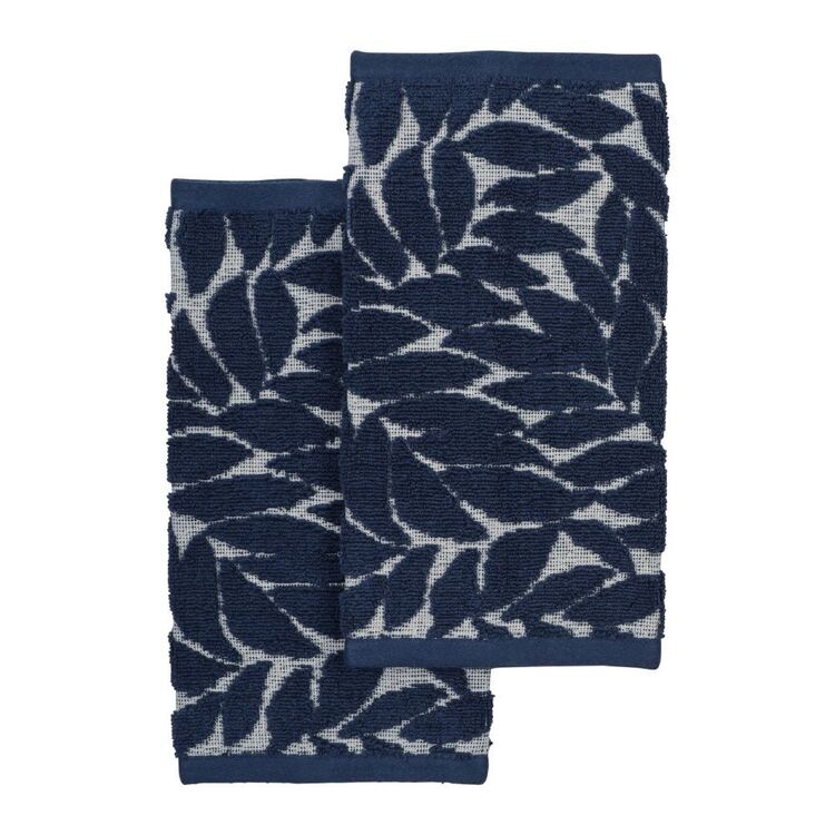 KOO Botanical Leaf Towel Collection Navy