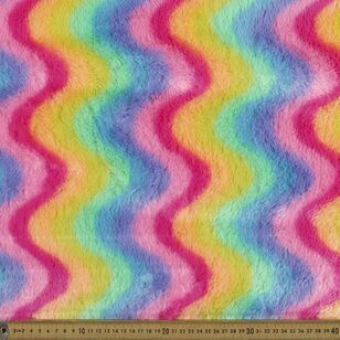Rainbow Wave Printed 148 cm Faux Fur Fabric Rainbow 148 cm