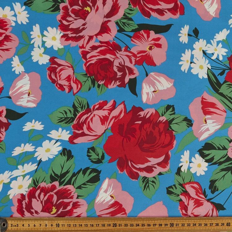 Retro Floral #1 Digital Printed 147 cm Double Georgette Fabric